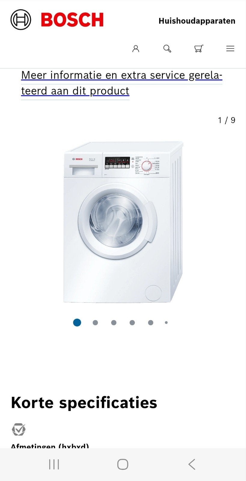 Bosch WAB28262NL wasmachine - goed onderhouden, 6 tot 8 kg, Ophalen, 1200 tot 1600 toeren, 85 tot 90 cm