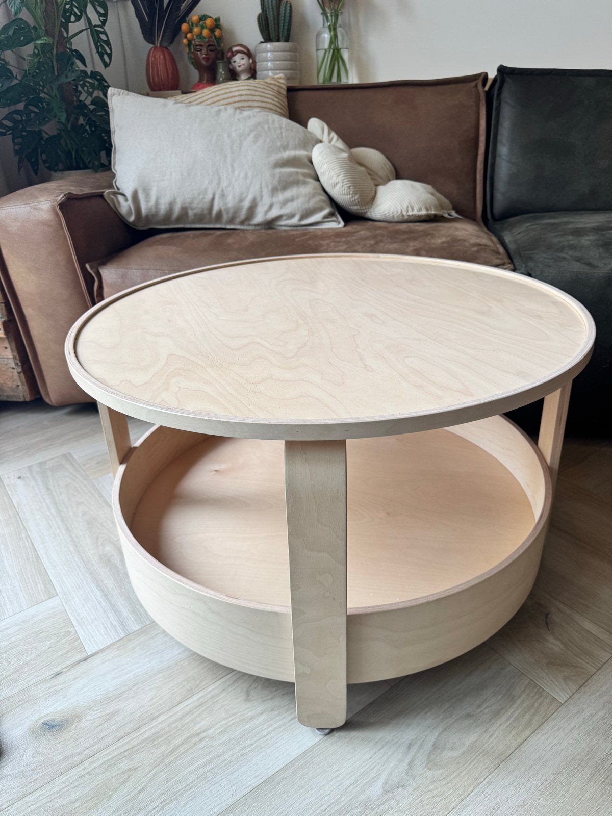 IKEA Borgby salontafel - Rond, licht hout, Ophalen, Rond, 50 tot 100 cm, Zo goed als nieuw