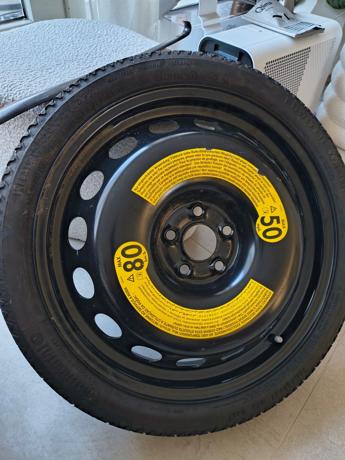 Thuiskomer reserve autoband 125/60 R18 voor BMW, Ophalen, 18 inch, Gebruikt, Band(en)