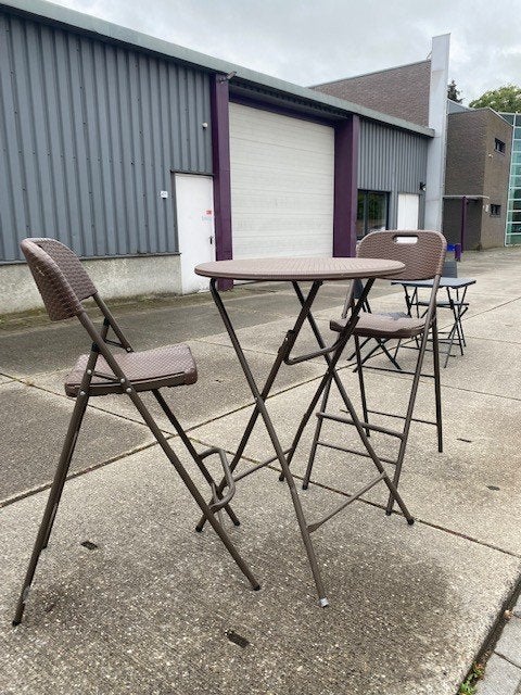 Hangtafel en 2 barkrukken, Ophalen, Zo goed als nieuw