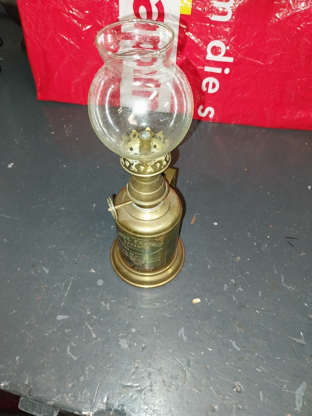 Antieke Franse olielamp - Messing, Ophalen