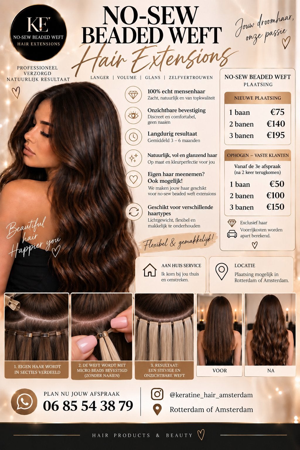 Professionele Hair Extensions - Echt Mensenhaar, Ophalen, Nieuw, Pruik of Haarverlenging