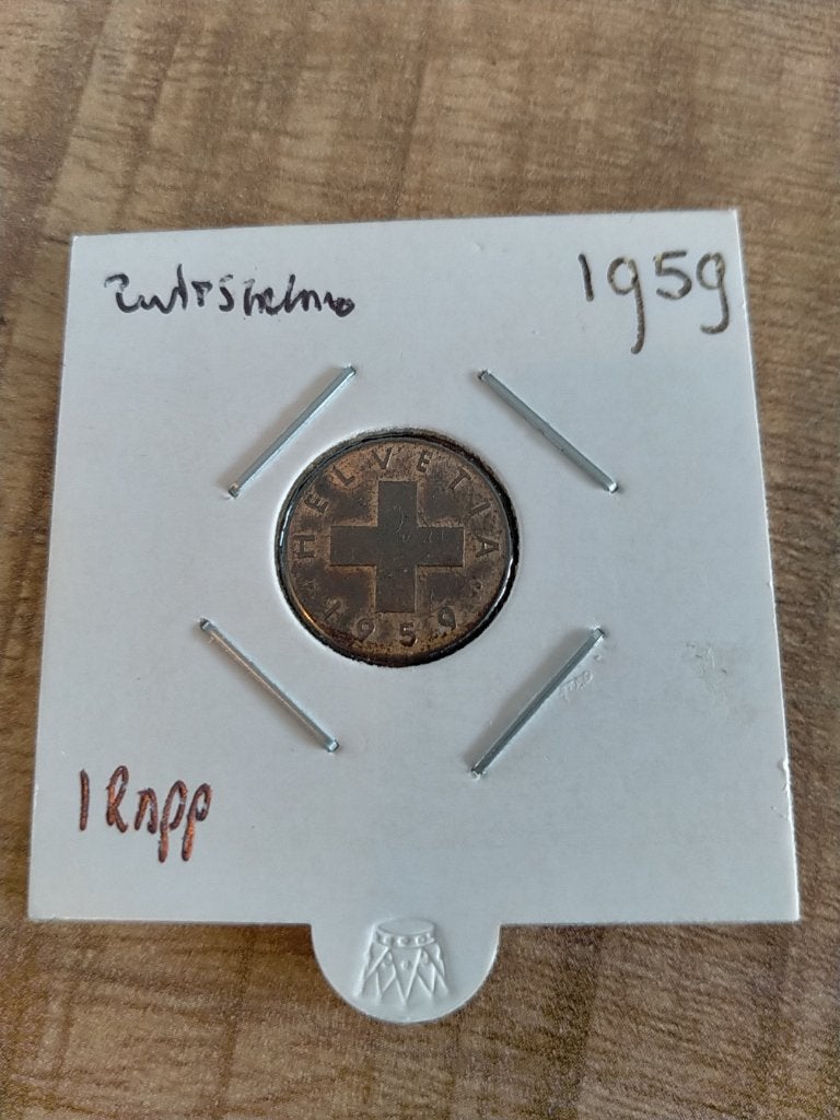 Zwitserland 1 Rappen 1959, Postzegels en Munten, Munten | Europa | Niet-Euromunten, Verzenden, Overige landen, Losse munt