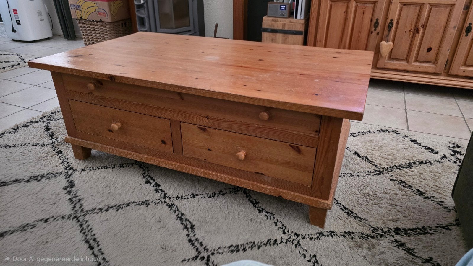 Grenen Salontafel, Ophalen, Gebruikt, 100 tot 150 cm, 50 tot 100 cm