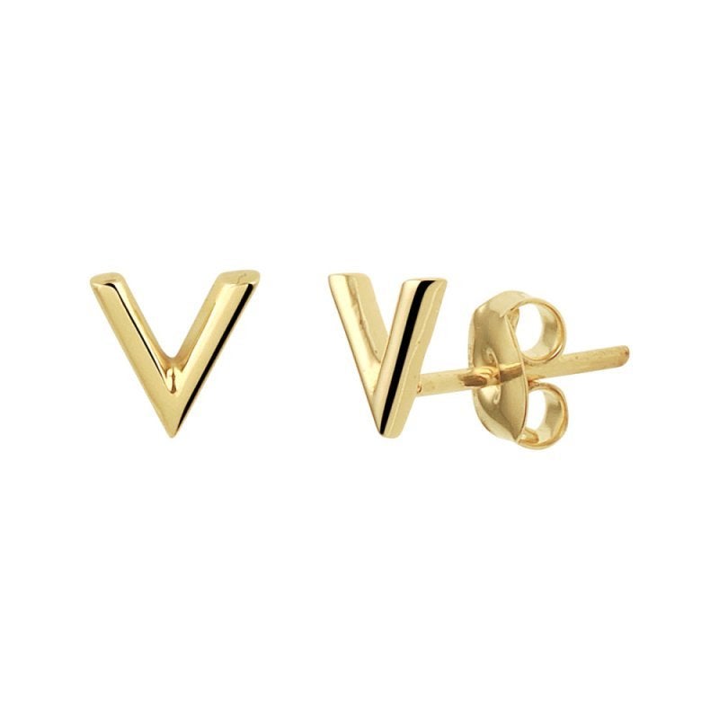 V-vorm oorknopjes goud 14-karaat - 5.5 mm x 6 mm, Sieraden, Tassen en Uiterlijk, Opaal 310 3316 LE Dordrecht, Info@juweliersonline.com