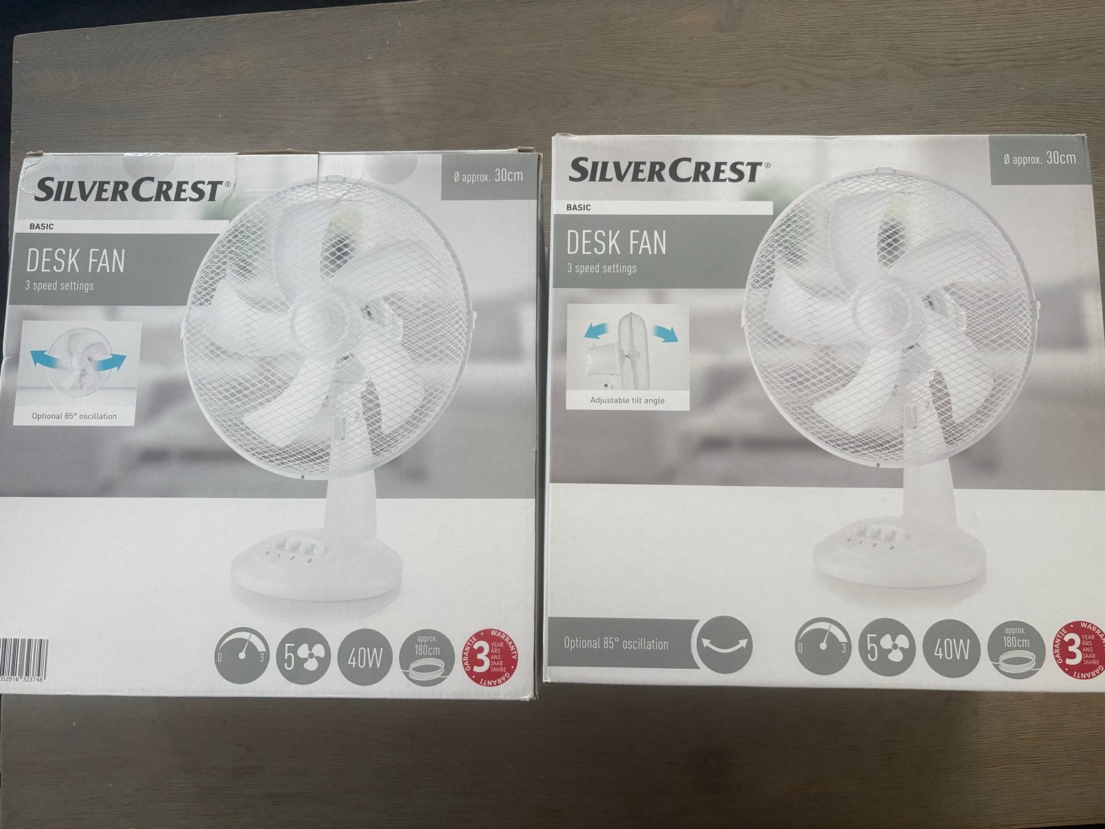 SilverCrest Desk Fan - 2 stuks, nieuw in doos, Ophalen, Nieuw, Tafelventilator