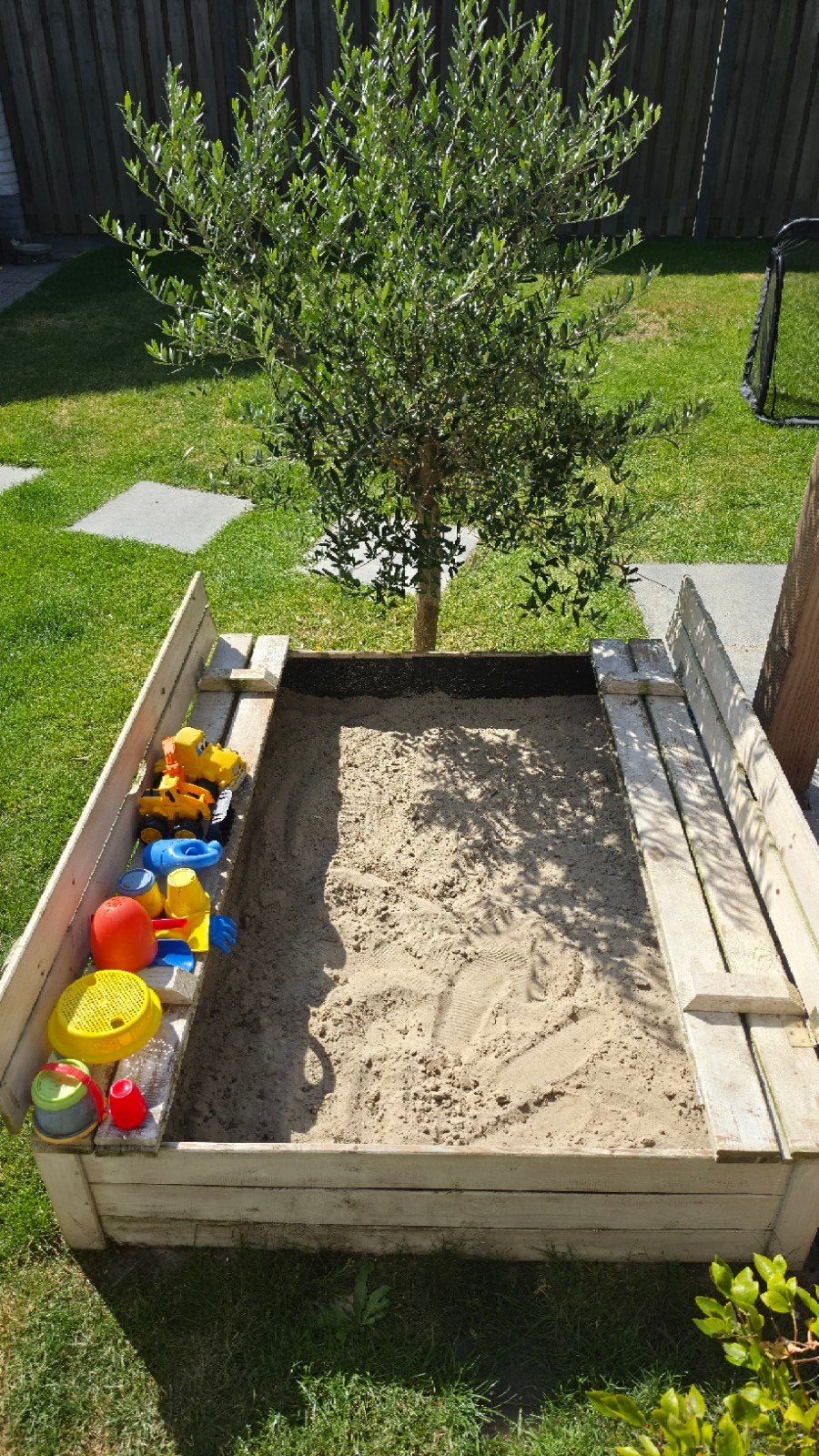 Zandbak 150x120 cm inclusief speeltjes, Ophalen, Gebruikt