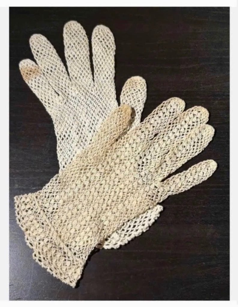 Hele oude antieke gehaakte handschoentjes bv. bij paspop, Maat 38/40 (M), Ophalen of Verzenden, X, X