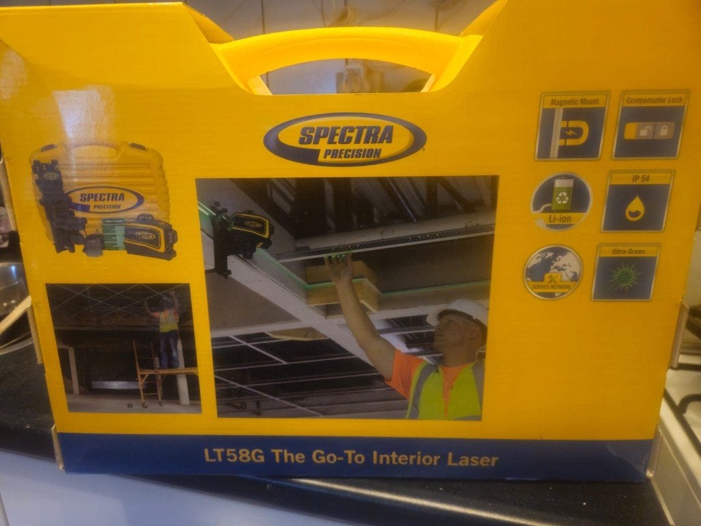 Spectra Precision LT58G groene kruislijnlaser, nieuw in doos, Doe-het-zelf en Verbouw, Ophalen of Verzenden, Nieuw, Afstand