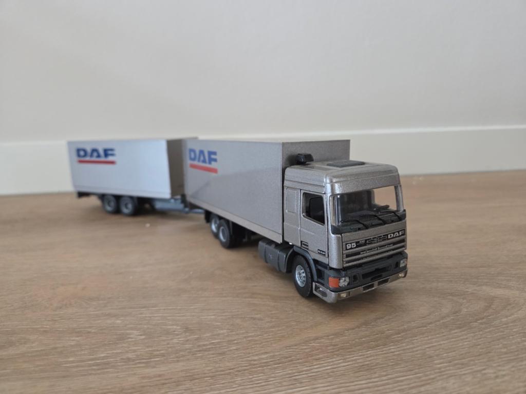 Tekno DAF 95 Space Cab demo grijs, Hobby en Vrije tijd, Ophalen of Verzenden, Zo goed als nieuw, Bus of Vrachtwagen, Tekno