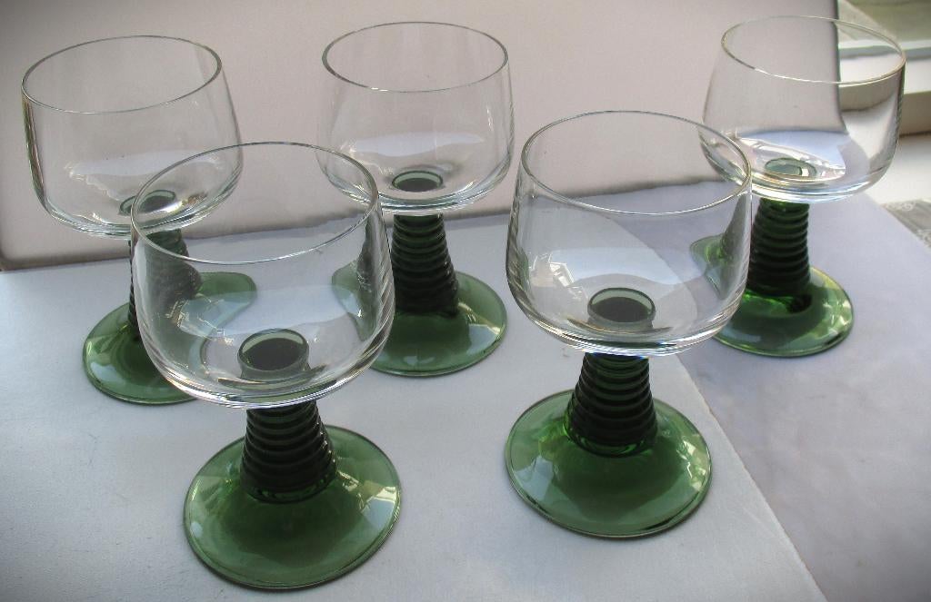 Moezelglas~Moezelglazen~Groene Voet~Moezelwijn glazen, Ophalen of Verzenden, Zo goed als nieuw, Overige typen