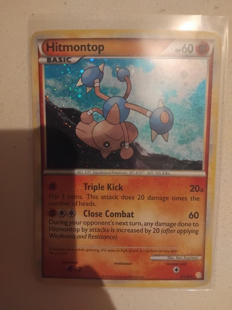 Hitmontop Pokémon Kaart - Foil (9/123), Ophalen of Verzenden, Zo goed als nieuw, Losse kaart, Foil