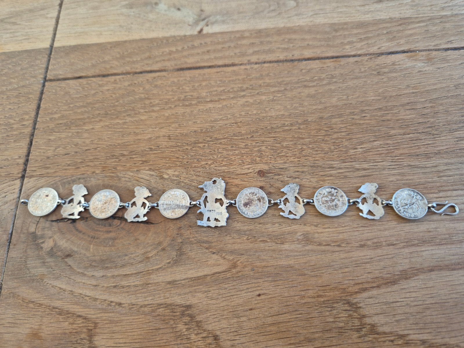 Zilveren armband 20cm met oude Indonesische muntjes (1939/40, Ophalen, Gebruikt, Met bedels of kralen, Zilver