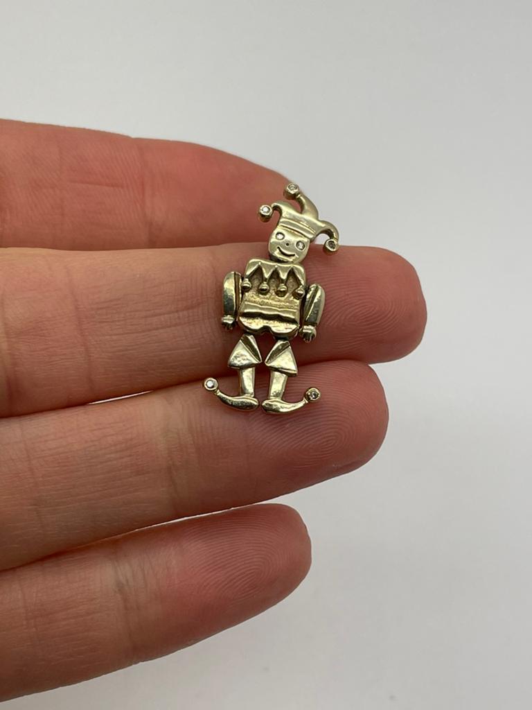 D981 Prachtige zilveren harlekijn hanger goudkleur, Sieraden, Tassen en Uiterlijk, Overige voorstellingen, Ophalen of Verzenden