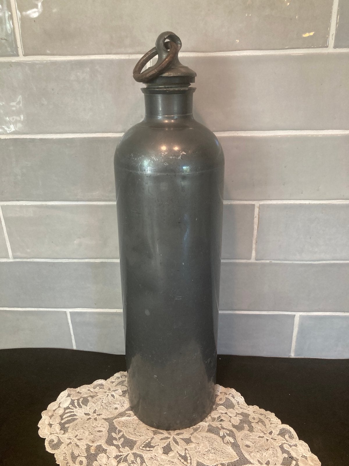 Antieke Frans tinnen kruik Hercules (230626), Antiek en Kunst, Antiek | Tin, Ophalen of Verzenden