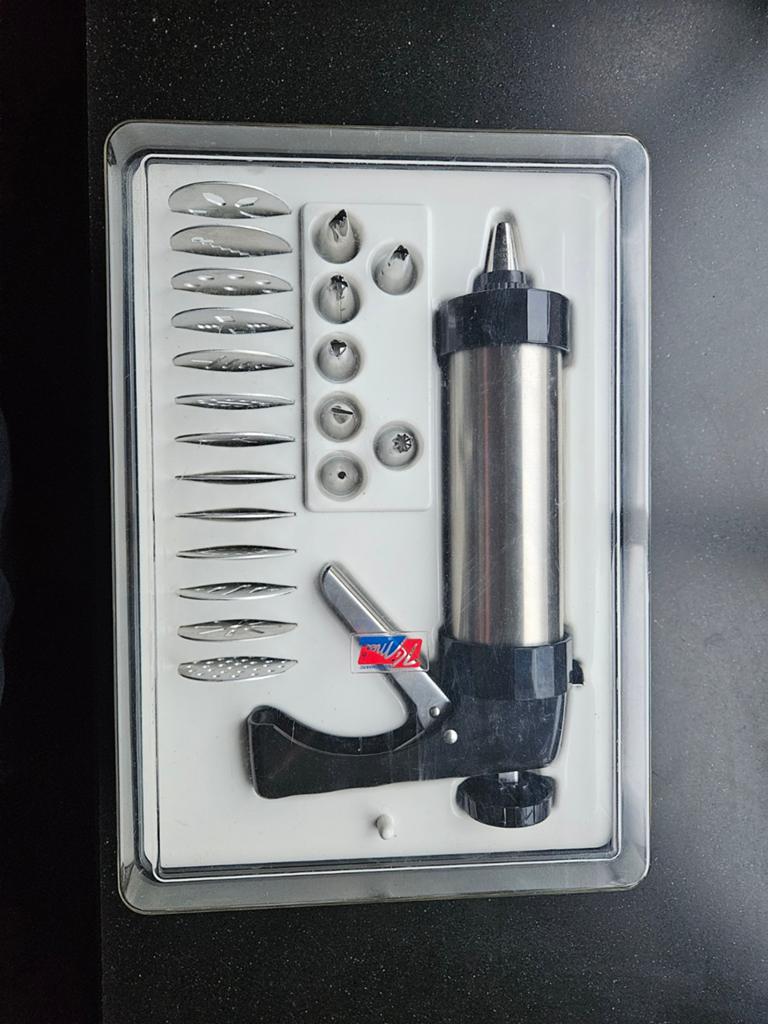 Koekjespers en Icing Set - K'Mee Kitchenware, Overige typen, Zilver, Ophalen of Verzenden, Zo goed als nieuw