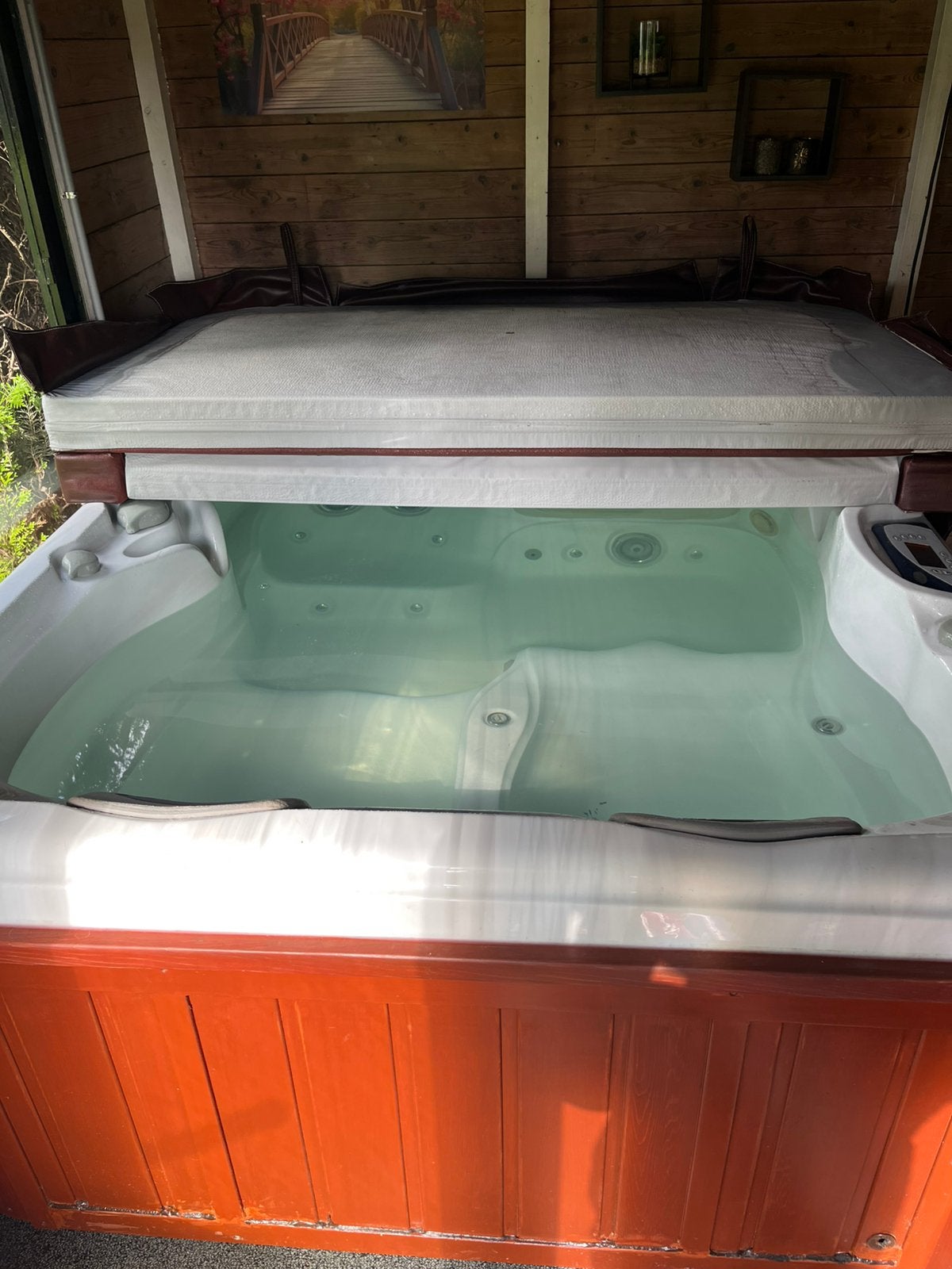 Sundance Jacuzzi 3pers, Tuin en Terras, Bubbelbaden en Hottubs, Ophalen, Gebruikt, Trap, Vast