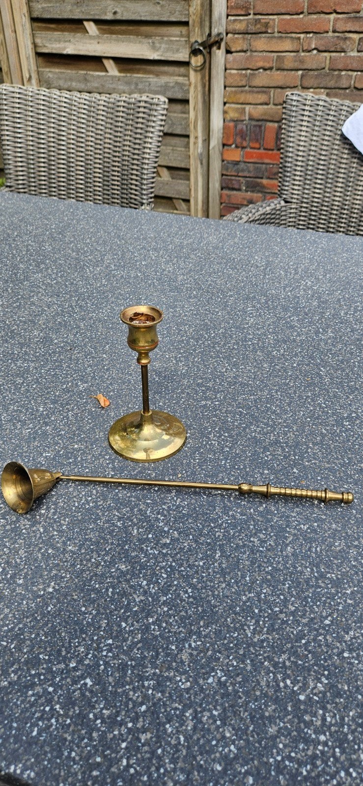 Vintage Koperen Kandelaar en Kaarsendover Set, Antiek en Kunst, Ophalen