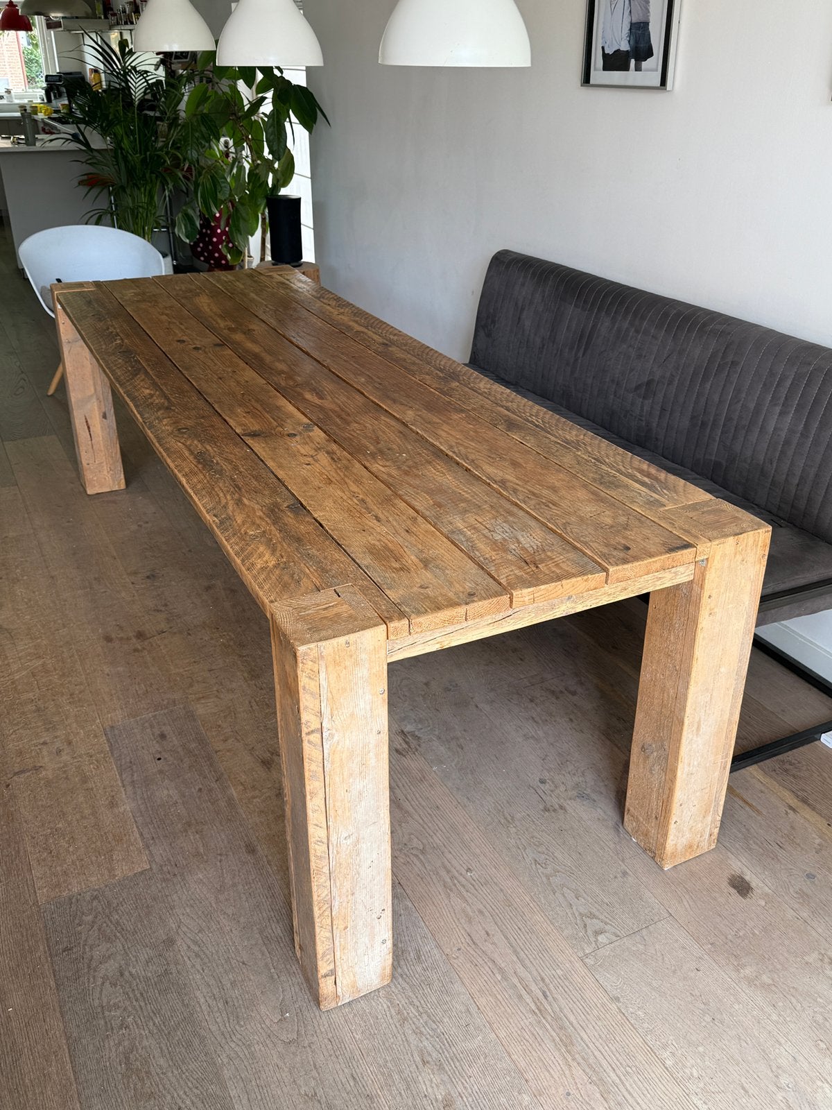 Eettafel steigerhout, Huis en Inrichting, Tafels | Eettafels, Ophalen, Gebruikt, Industrieel of modern, 200 cm of meer