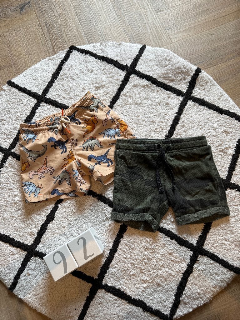 Heel goed 2x groen Hema shorts zwembroek set 86 92 dino prin, Broekje, Ophalen of Verzenden, Zo goed als nieuw, Hema