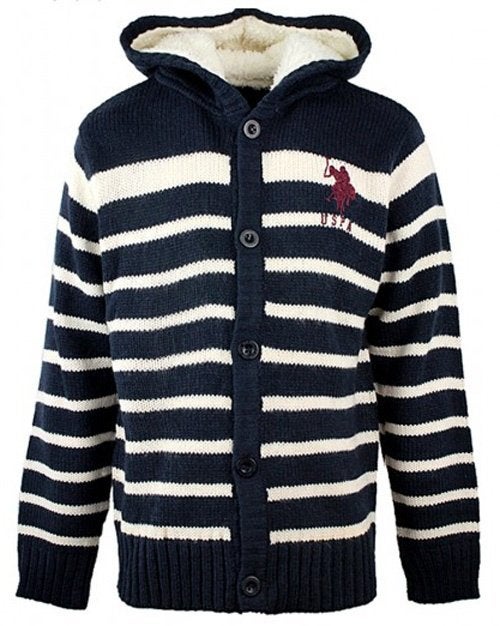 Maat 140 Navy/wit gebreid US Polo Assn vest NIEUW (10617), US Polo Assn., Trui of Vest, Nieuw, Ophalen of Verzenden