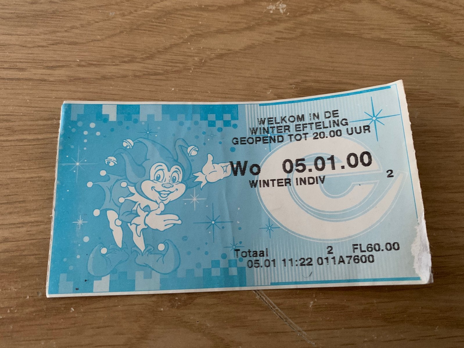 Efteling toegangskaartje 1ste winterefteling seizoen 99-2000, Ophalen of Verzenden, Zo goed als nieuw, Button of Speldje