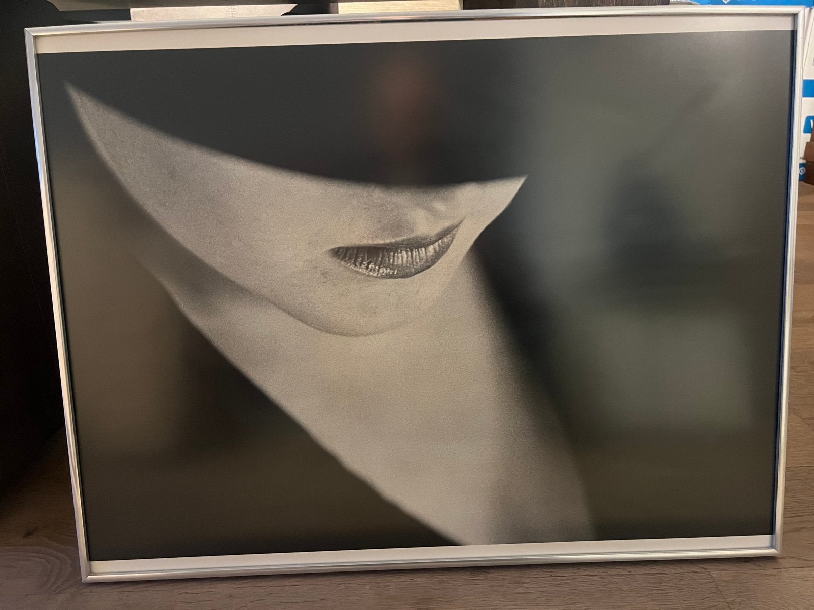 Dame met Hoed in aluminium lijst, Antiek en Kunst, Kunst | Tekeningen en Foto's, Ophalen, Poster, Fotografie, Achter glas