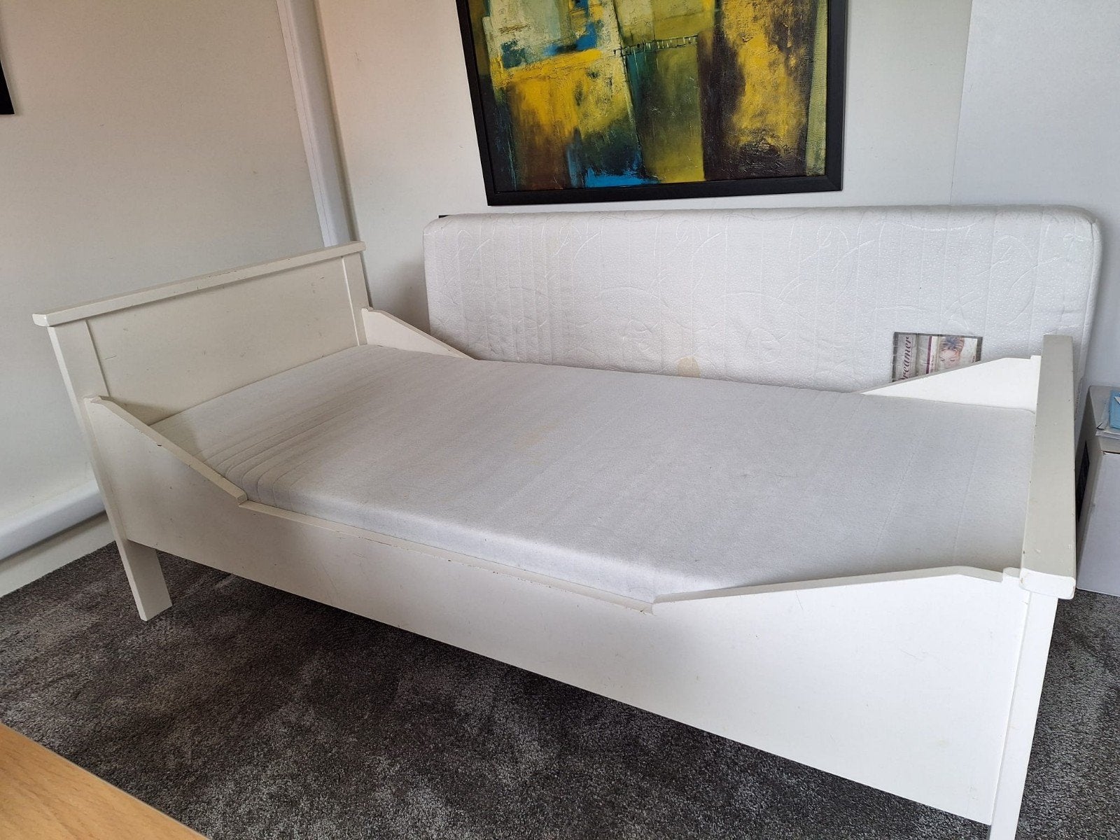 Eenpersoonsbed 200x90 cm met of zonder matras, Ophalen, Gebruikt, 90 cm, Eenpersoons