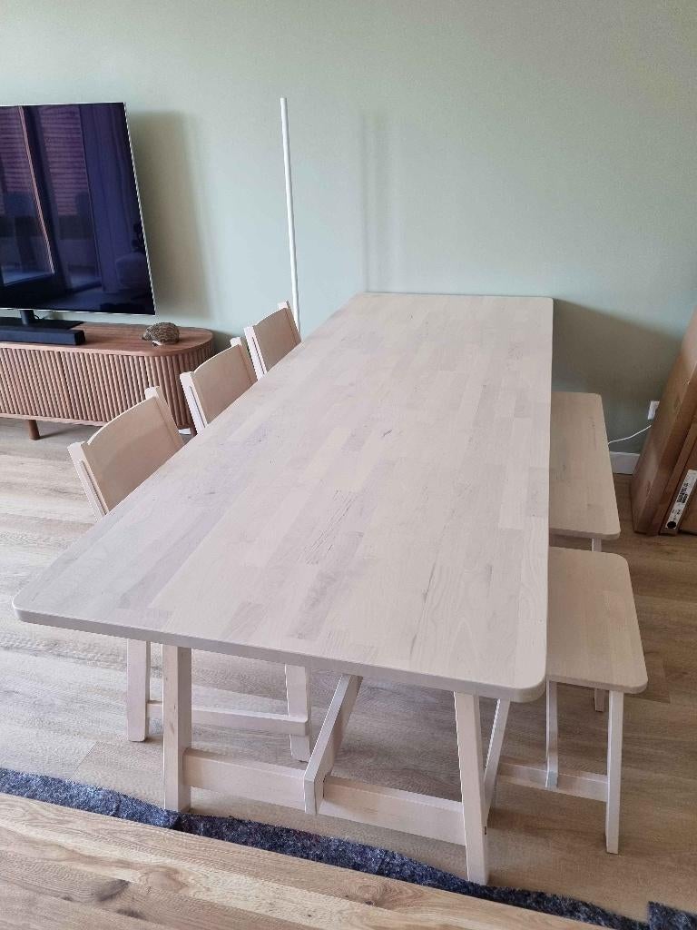6-Persoons Eettafel | IKEA Norraker | Incl. stoelen, Huis en Inrichting, Ophalen, Gebruikt, 200 cm of meer, Scandinavisch