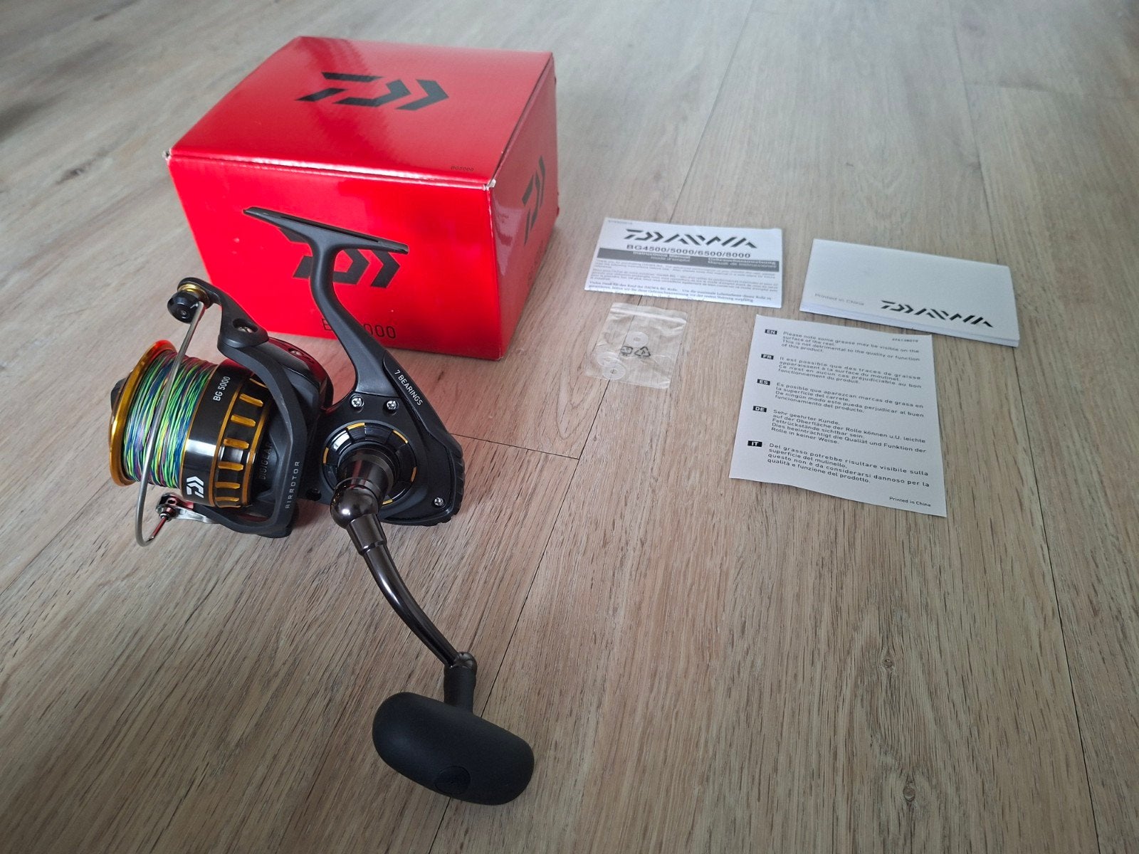 Daiwa BG 5000 molen met Daiwa J Braid Expedition lijn, Ophalen of Verzenden, Zo goed als nieuw, Molen