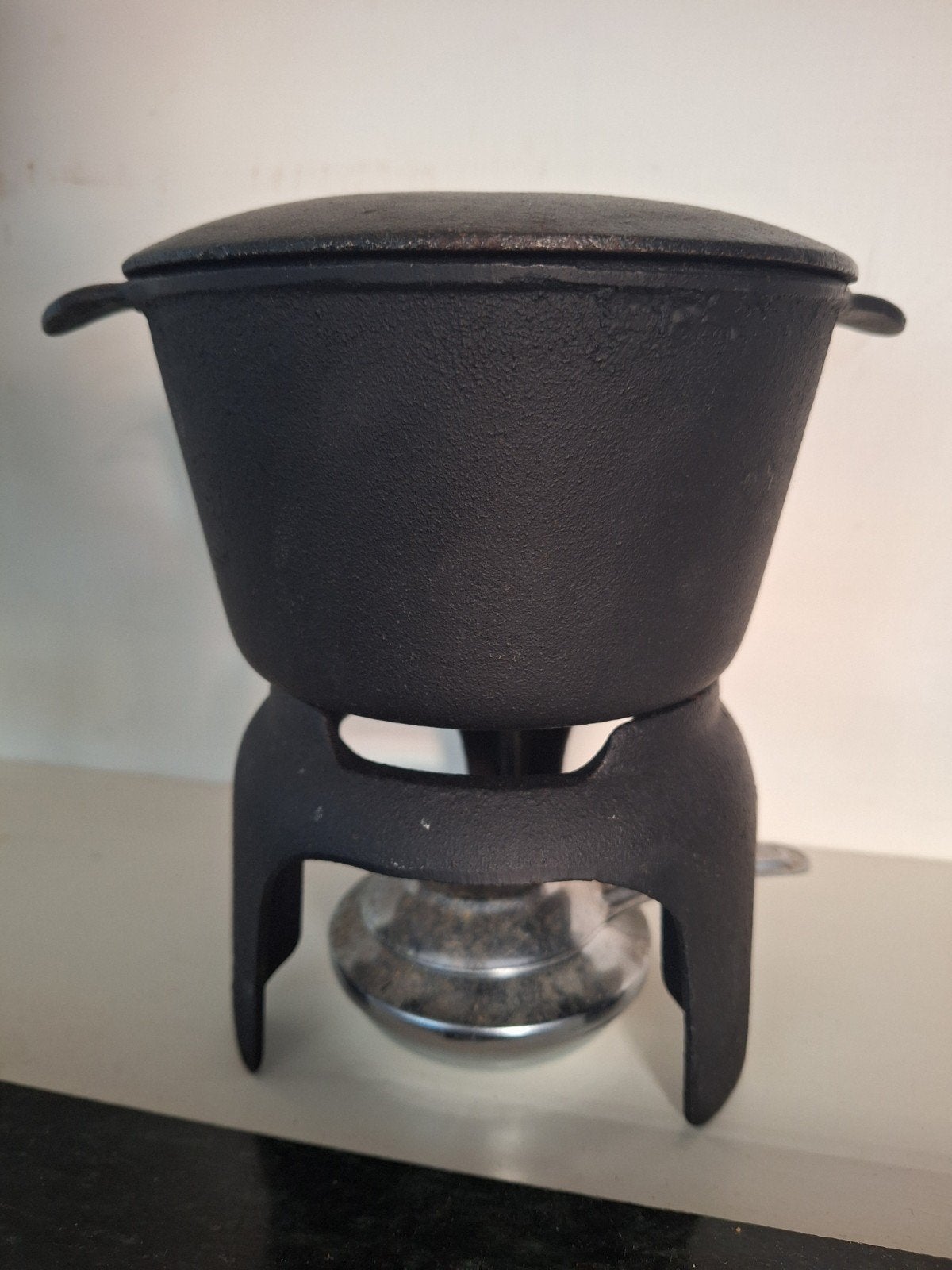 Complete Fondue Set - Gietijzer en Keramiek, Ophalen, Zo goed als nieuw, Brander, Fondueset
