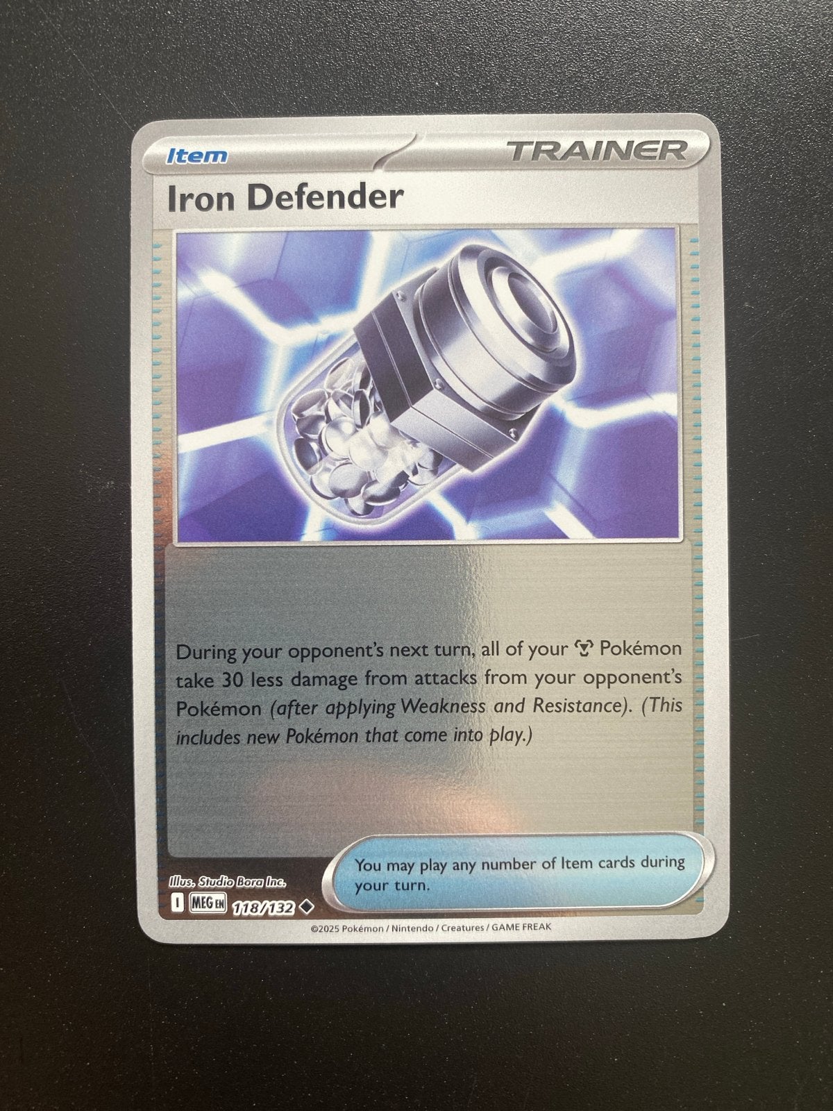 Iron Defender 118/132 Reverse Holo Pokémon Mega Evolution, Ophalen of Verzenden, Zo goed als nieuw, Losse kaart, Foil