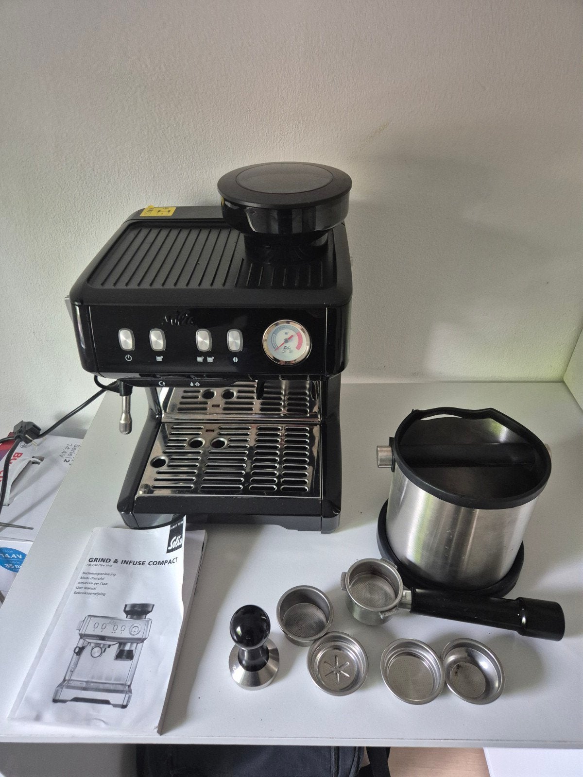 Solis koffiemachine inclusief accessoires - werkt prima, Witgoed en Apparatuur, Koffiezetapparaten, Gebruikt, Espresso apparaat