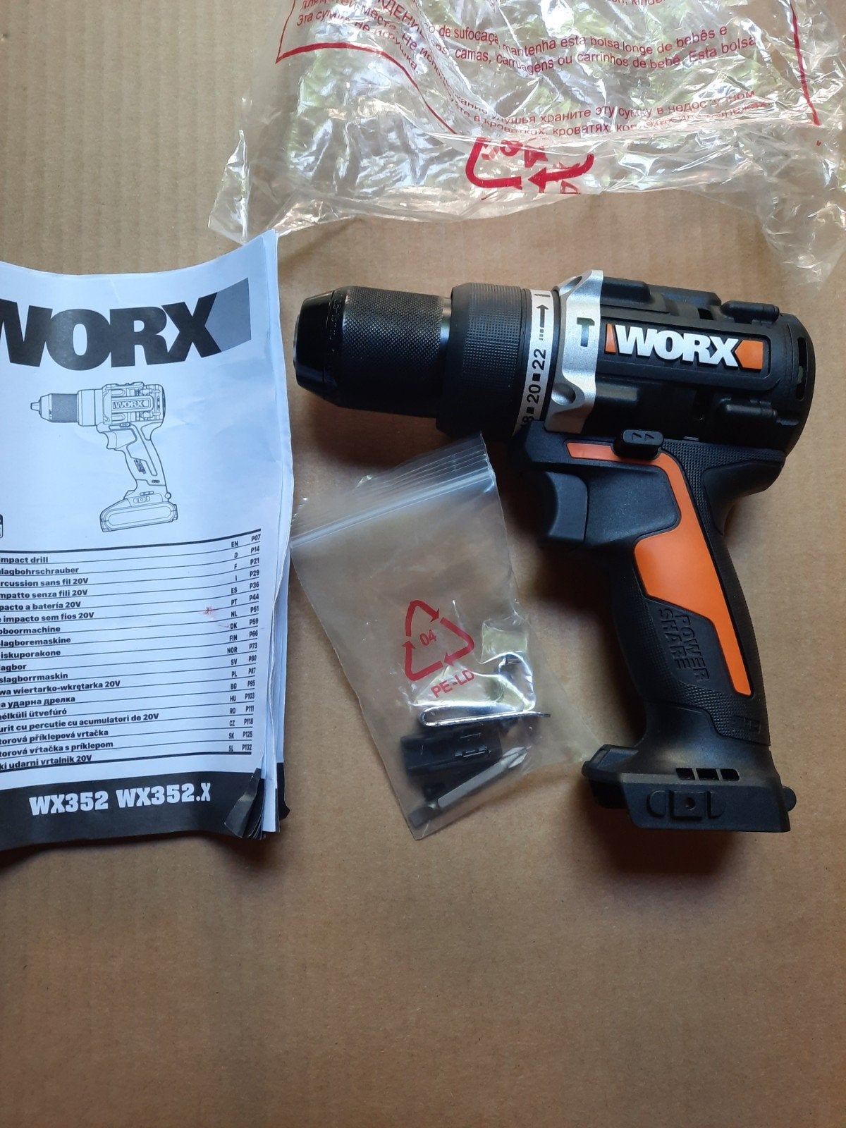 Worx 20V PowerShare WX352.9 Klopboormachine - Splinternieuw, Ophalen of Verzenden, Nieuw, Kolomboormachine, Klopboormechanisme