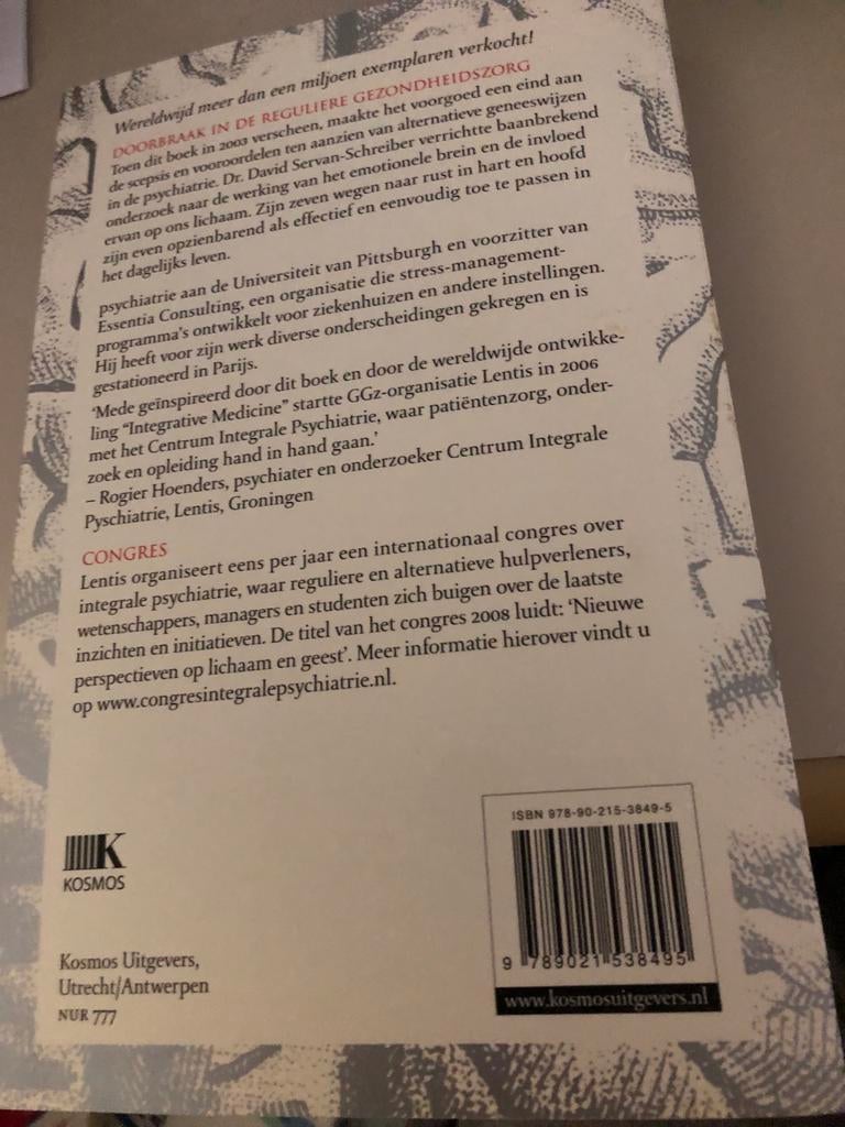 Uw Brein als Medicijn - Dr. David Servan-Schreiber, Boeken, Psychologie, Ophalen of Verzenden, Gelezen, Klinische psychologie