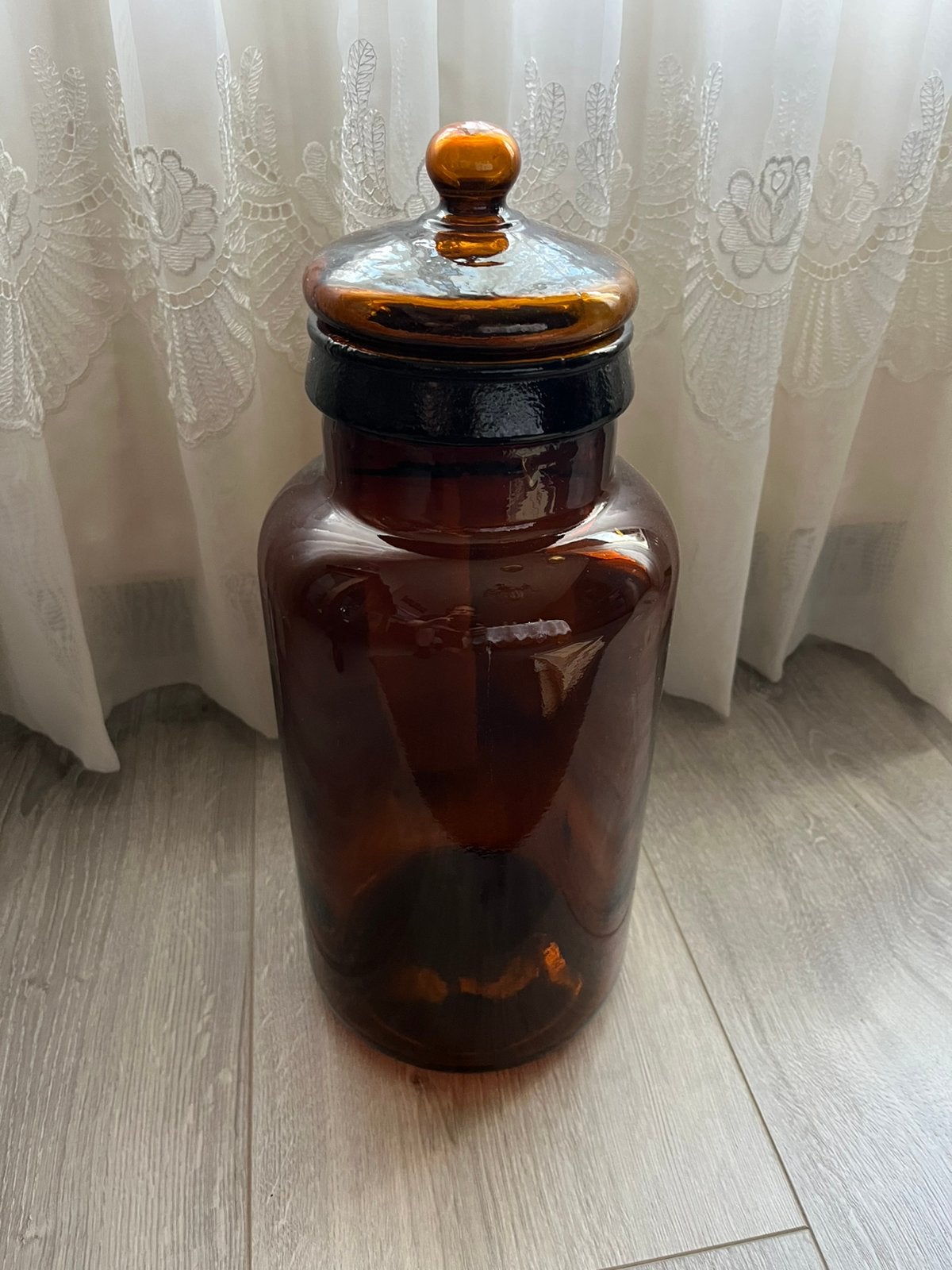 Grote Vintage Apothekerspot / Stopfles Bruin Glas – 43 cm XL, Ophalen of Verzenden