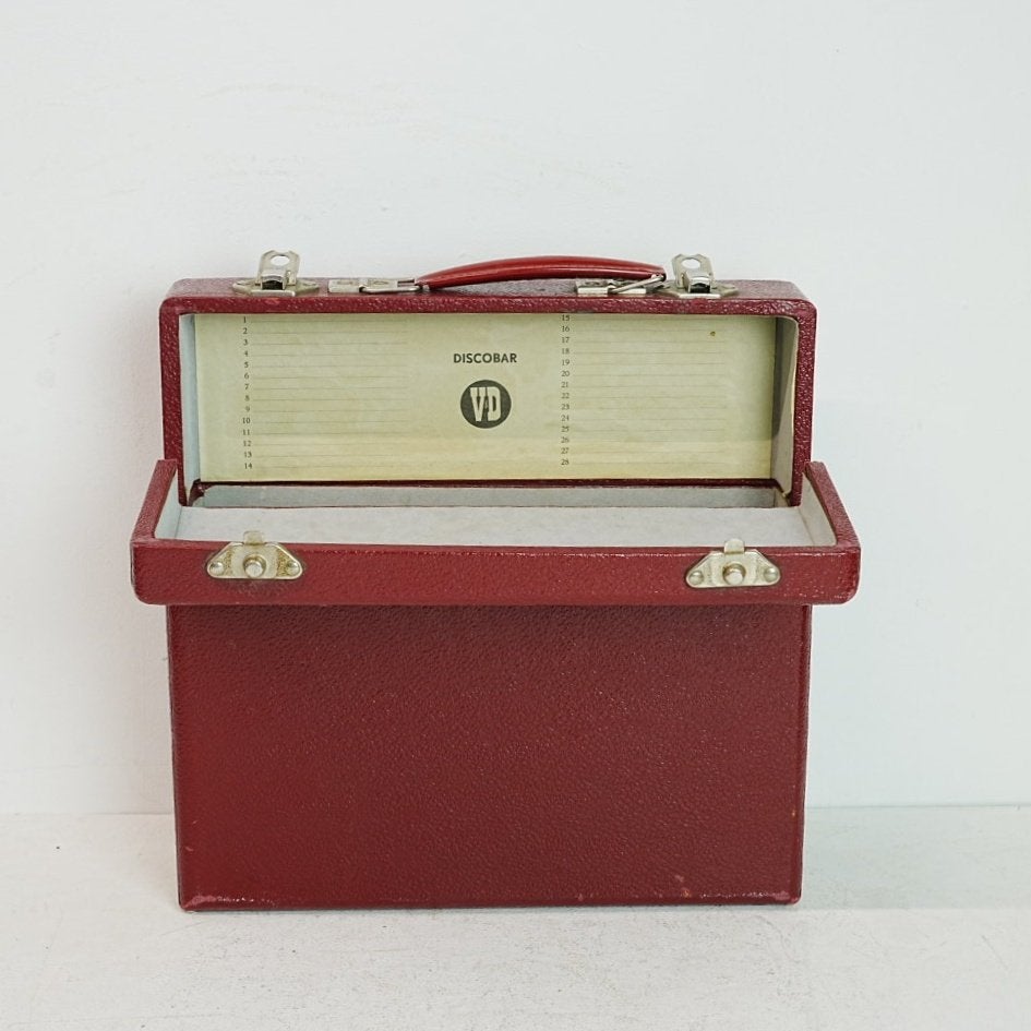 Vintage Vroom & Dreesman platenkoffer vinyl., Ophalen of Verzenden, Zo goed als nieuw, 12 inch