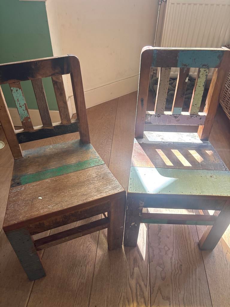 Houten kinderstoeltjes - Industrieel design, Kinderen en Baby's, Kinderkamer | Tafels en Stoelen, Ophalen of Verzenden, Zo goed als nieuw