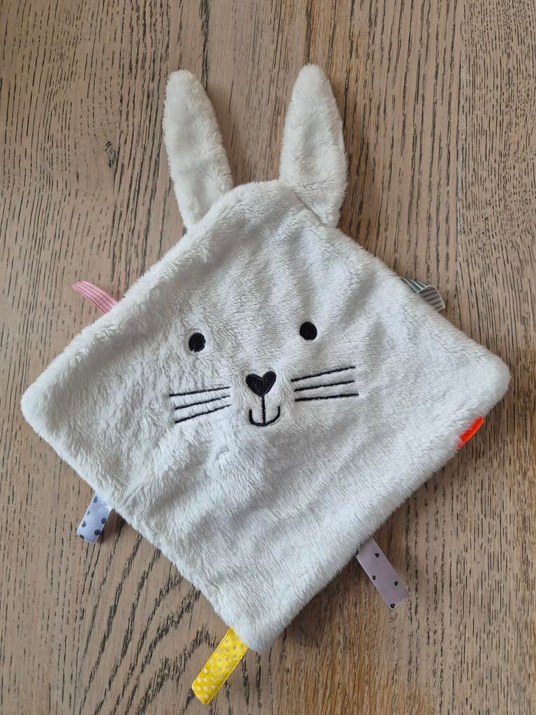 Konijn Knuffeldoekje met Labels - Zacht en Speels, Ophalen of Verzenden, Zo goed als nieuw, Overige typen, Met geluid