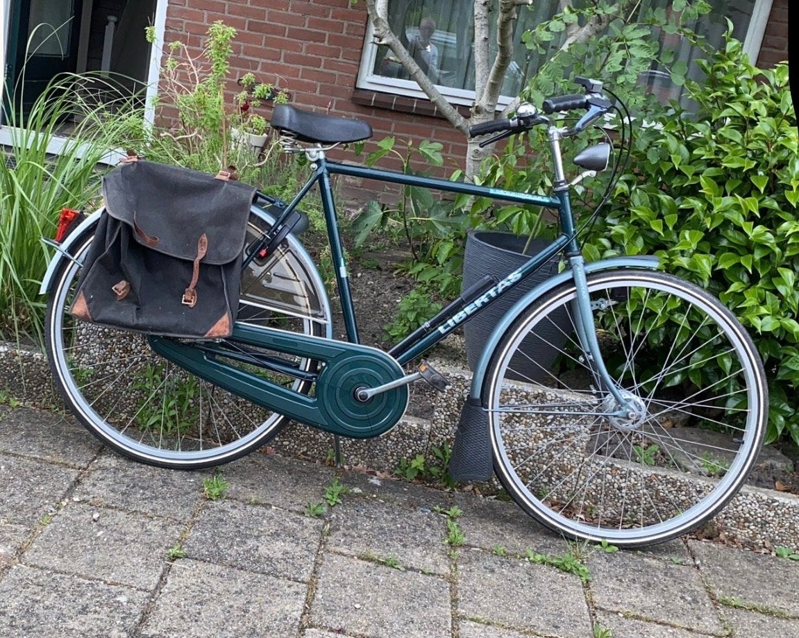 Libertas heren fiets  met Fietstassen - Gebruikt, Terugtraprem, Gebruikt, 53 tot 57 cm, Ophalen