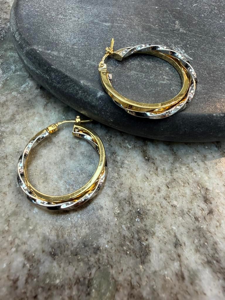 585 goud bangles oorbellen, Ophalen of Verzenden, Nieuw, Goud