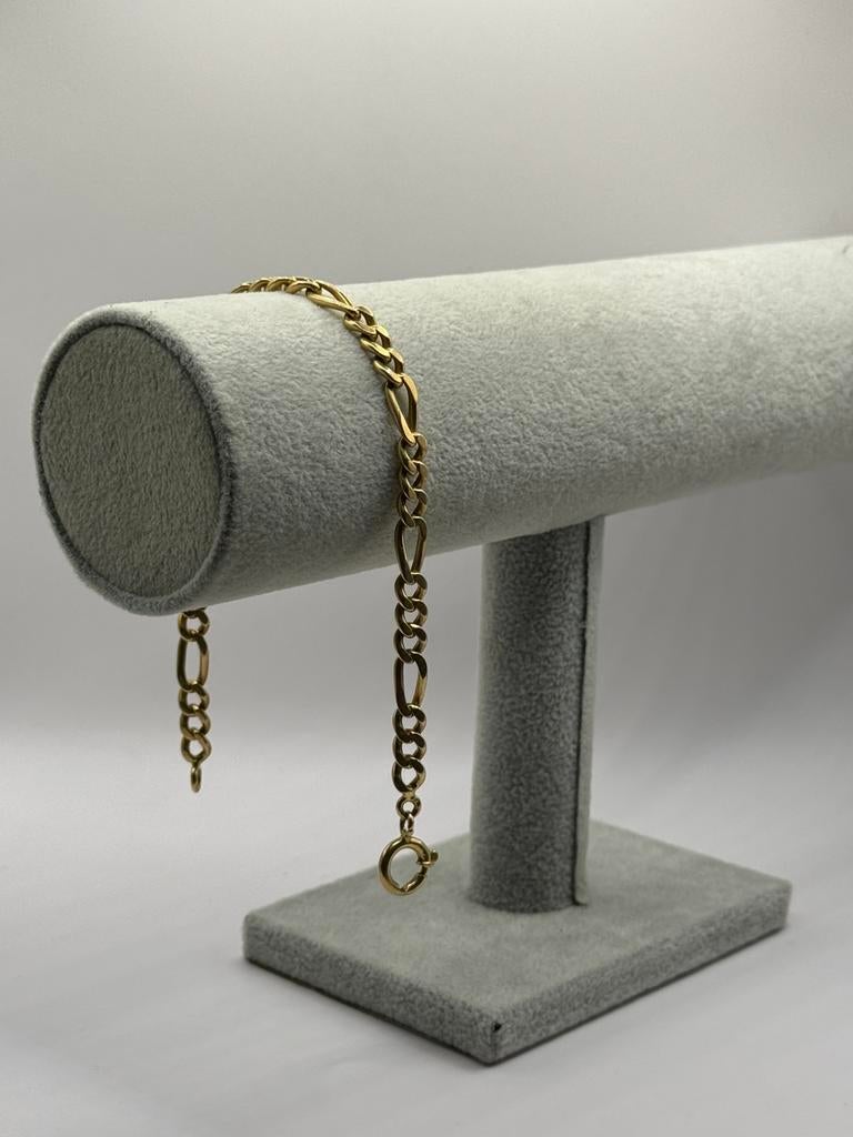 18K Gouden Figaro armband Massief & tijdloos, Ophalen of Verzenden, Nieuw, Goud, Goud