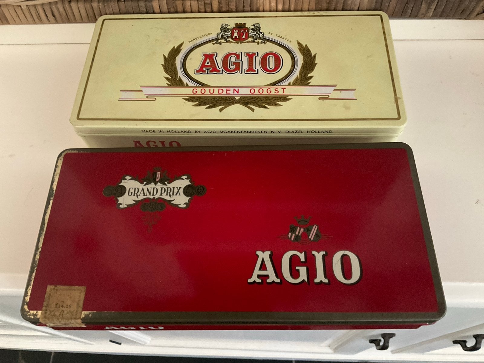 Twee vintage Agio sigarendoosjes van blik, Verzamelen, Ophalen of Verzenden, Gebruikt, Overige, Overige merken