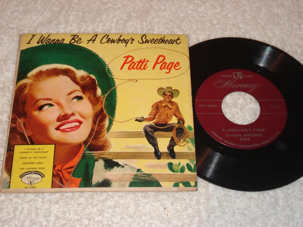 Patti Page  EP  i Wanna be a Cowboy    USA   Orgineel, Fotohoes, Ophalen of Verzenden, Zo goed als nieuw, Country en Western