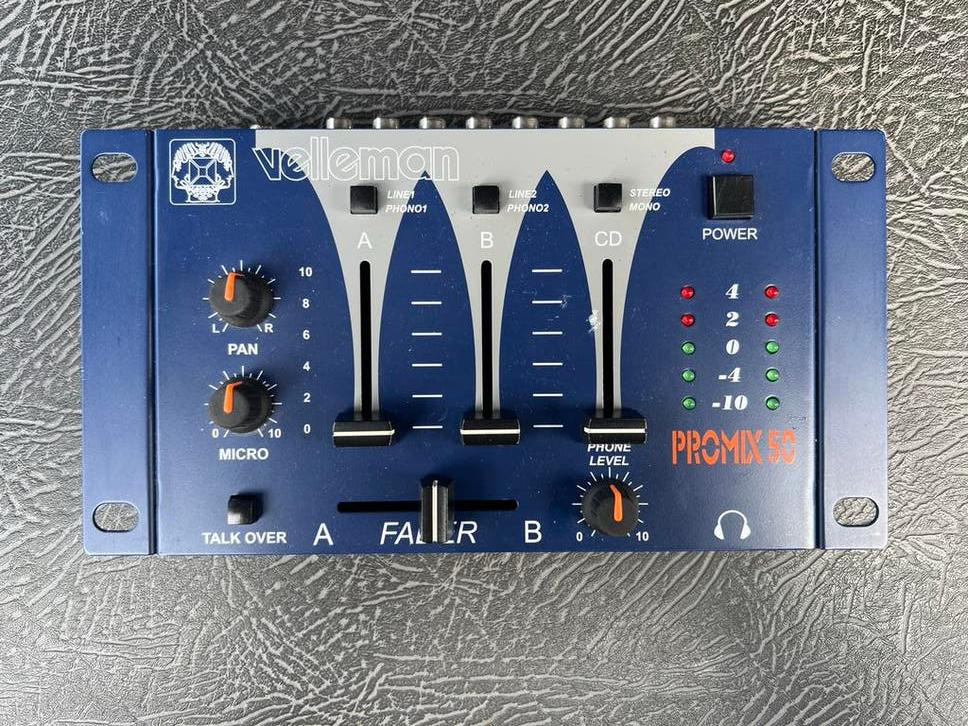 DJ Mixer 3 kanaals velleman promix 55 zonder voeding, Ophalen of Verzenden, Zo goed als nieuw, Minder dan 5 kanalen, Microfooningang
