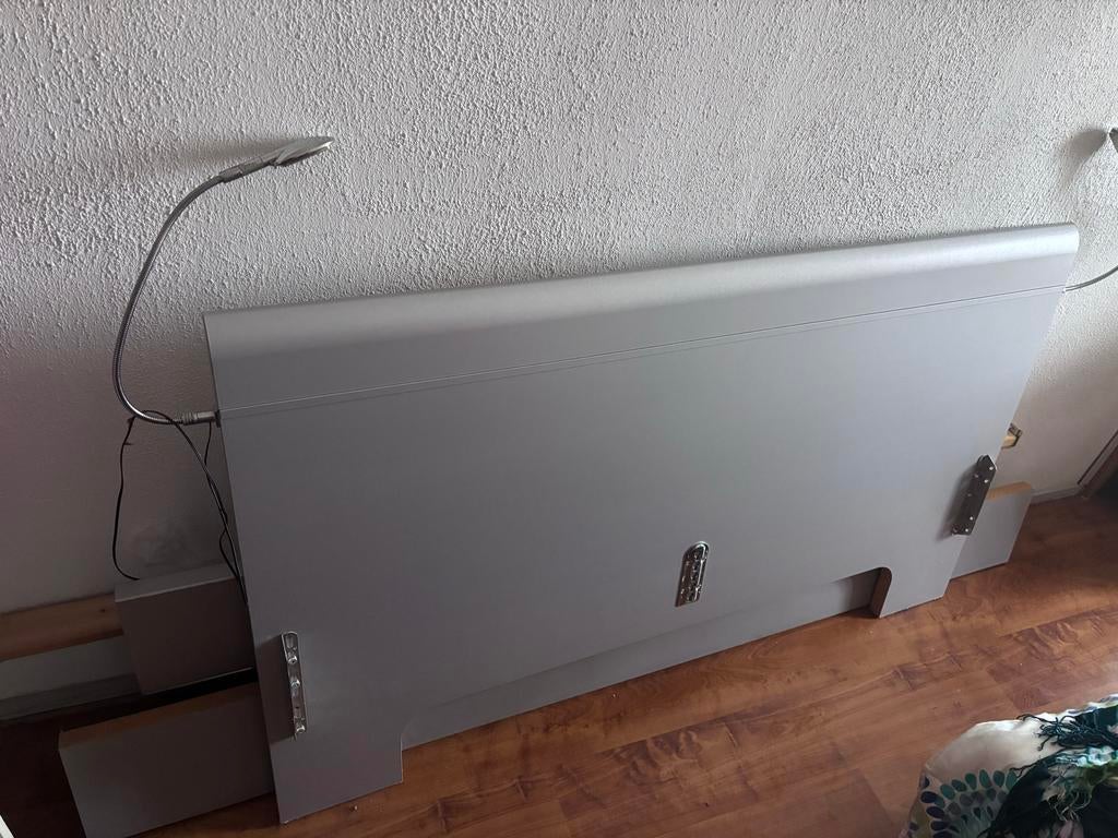 Grijs tweepersoons stevig bed, Huis en Inrichting, Ophalen, Verstelbaar, Tweepersoons, 140 cm