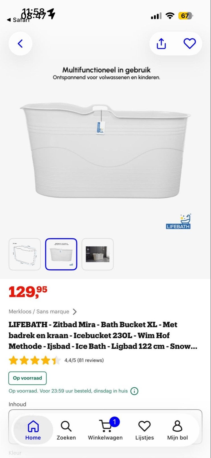 Zgan LIFEBATH Zitbad Mira XL wit met extra's, Ophalen, Zo goed als nieuw, Met bad