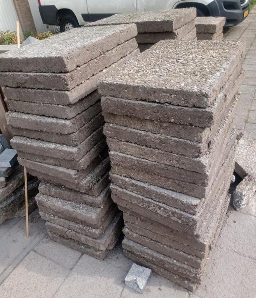 Gratis ophalen grindtegels, Tuin en Terras, Ophalen, Gebruikt, Beton, Terrastegels
