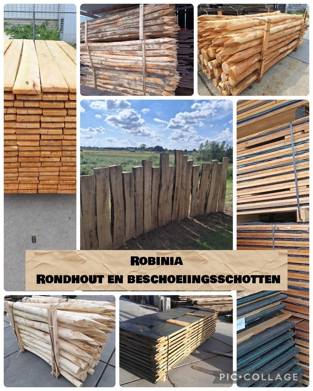 robinia  Rondhout  palen  beschoeiingsschotten  beschoeiing, Tuin en Terras, Schuttingen, Ophalen of Verzenden, Nieuw, Hout, 1 tot 2 meter