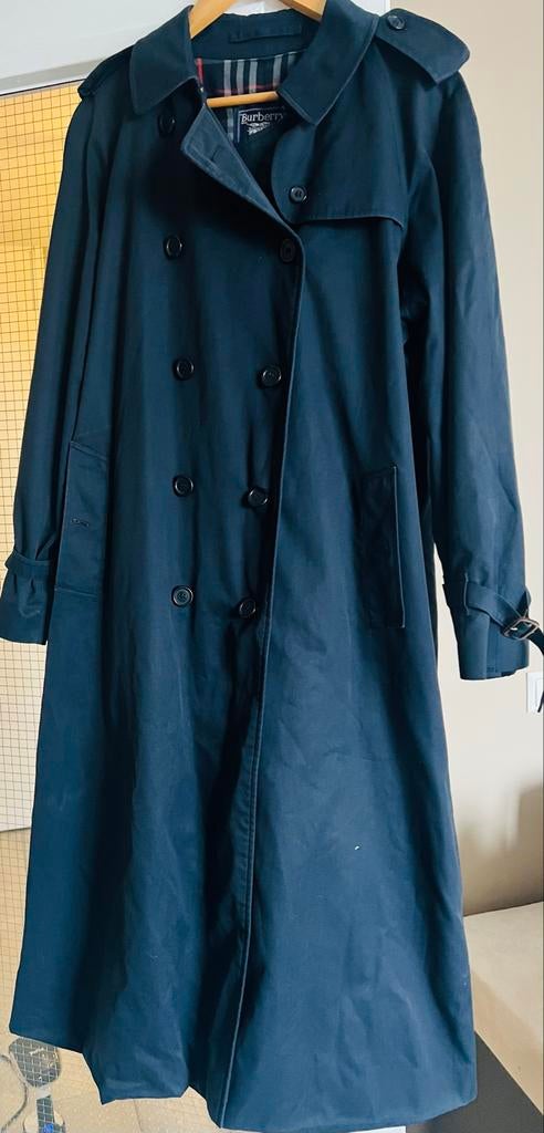 Vintage Burberry's Trenchcoat - Donkerblauw, Ophalen of Verzenden, Zo goed als nieuw, Maat 38/40 (M), Blauw